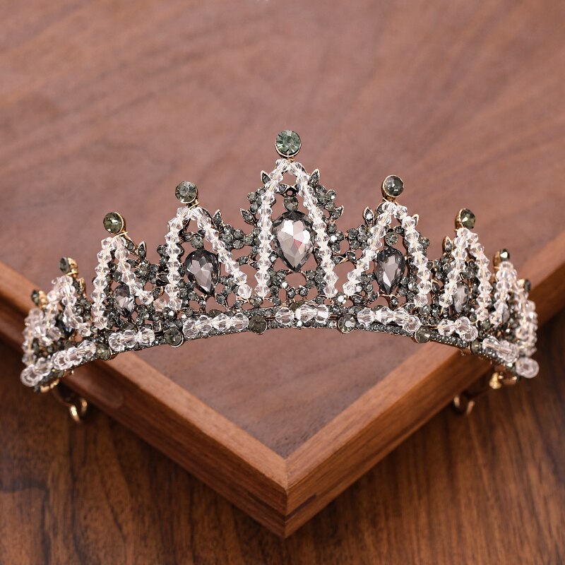 Aveuri Christmas Gift Vintage Baroque Queen Crown And Tiara Crystal Rhinestone Crown Bridal Diadem Hair Jewelry Wedding Hair Accessories Party Tiaras