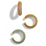 LISM 2023 New Fashion Rhinestone Ear Cuff Bohemia Stackable C Shaped CZ Rhinestone Earcuffs Clip Earrings Women Wedding Jewelry