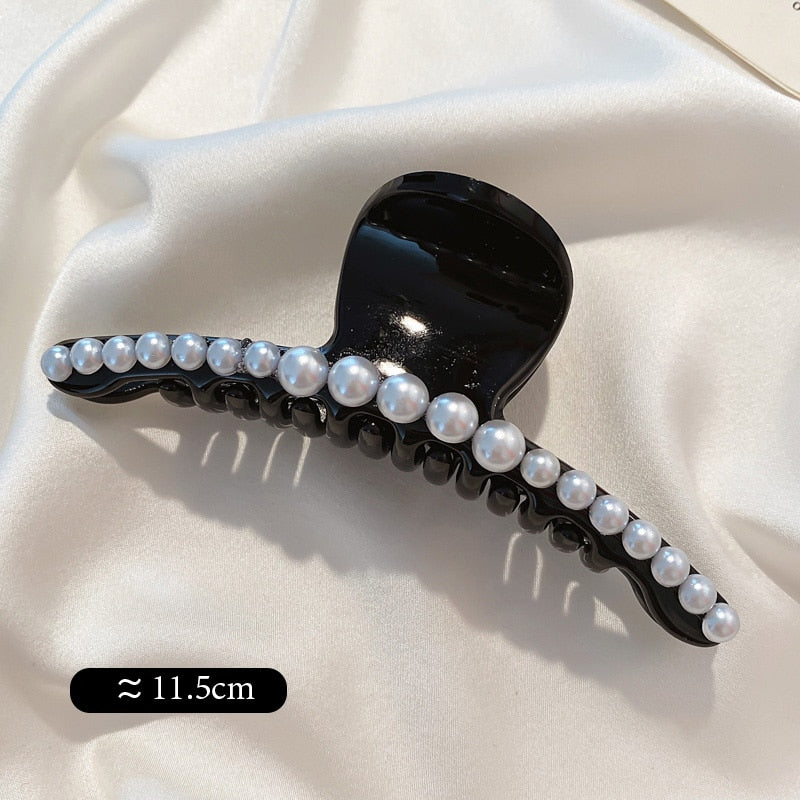 Big Pearl Hair Claw For Women Ladies Makeup Hair Barrettes Hair Accessories Korean Cross Crab Hair Clip Fashion Girl Headwear