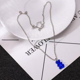 Christmas Gift Colorful Gummy Bear Necklace for Women Christmas Gift Cute Cartoon Clavicle Crystal Chain Jewelry Children Birthday Party Collar