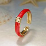 Christmas Gift Classic Enamel Dripping Oil Adjustable Opening CZ Rings for Women Trendy Colorful  Zircon Finger Ring Wedding Engagement Jewelry