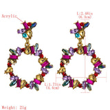 Aveuri Exaggerated Colorful Crystal Big Round Pendant Drop Dangle Earrings For Women Luxury Rhinestone Hoop Earrings Dinner Jewelry