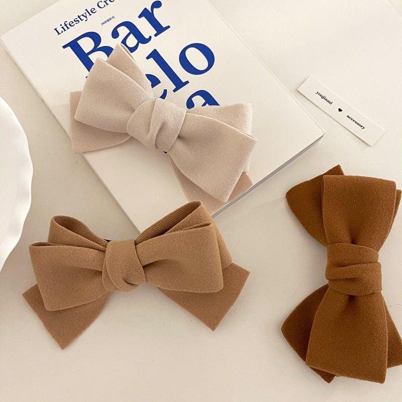 Aveuri Back to school Warm Coffe Hair Bows French Clips Snap Hairpin Large Back Head Ponytail Clip Elegant Grip Barrettes Women Headwear Accessories