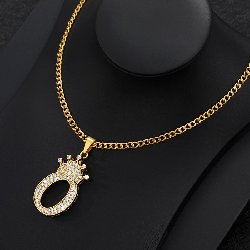 Aveuri Crown Big Letter Necklace For Women Men Initial Alphabet Charm Chain Choker Pendant 60CM Necklace Jewelry Gift Collier