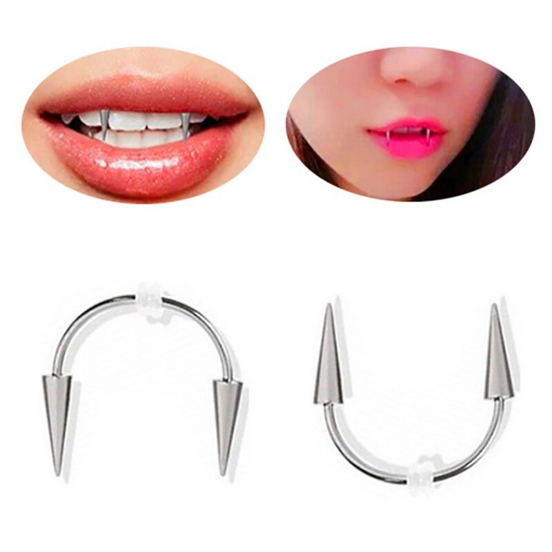 Aveuri Lips Ring Stainless Steel Septum Piercing In Mouth Ring Fake Piercing Body Nose Lip Rings Hoop Ear Tongue Ring Jewelry