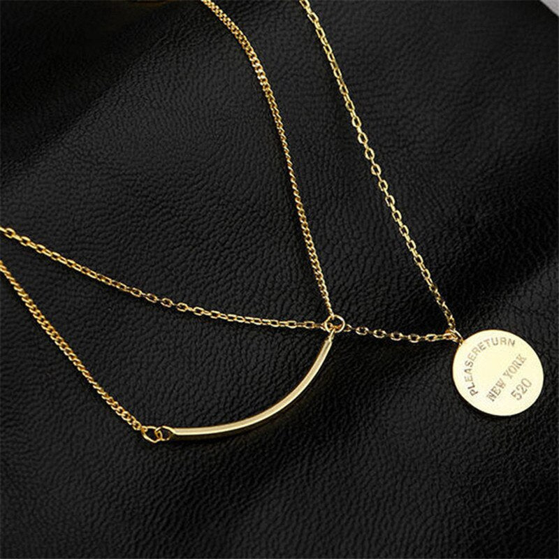 Christmas Gift Double Layer Round Bead Pendant Choker Necklace For Girl Women Statement Wedding  Jewelry dz595