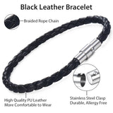 prom accessories prom accessories Aveuri Graduation gifts Classic Men's Leather Bracelet Retro Brown Black Braided Bracelets Stainless Steel Magnet Clasp Simple Jewelry Gift For Him Dad