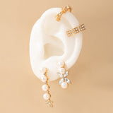 Aveuri  Luxury Pearl Stone Butterfly Drop Earrings Sets for Women Long Chain Pretty Flowers Geoemtric Statement Earring Jewelry