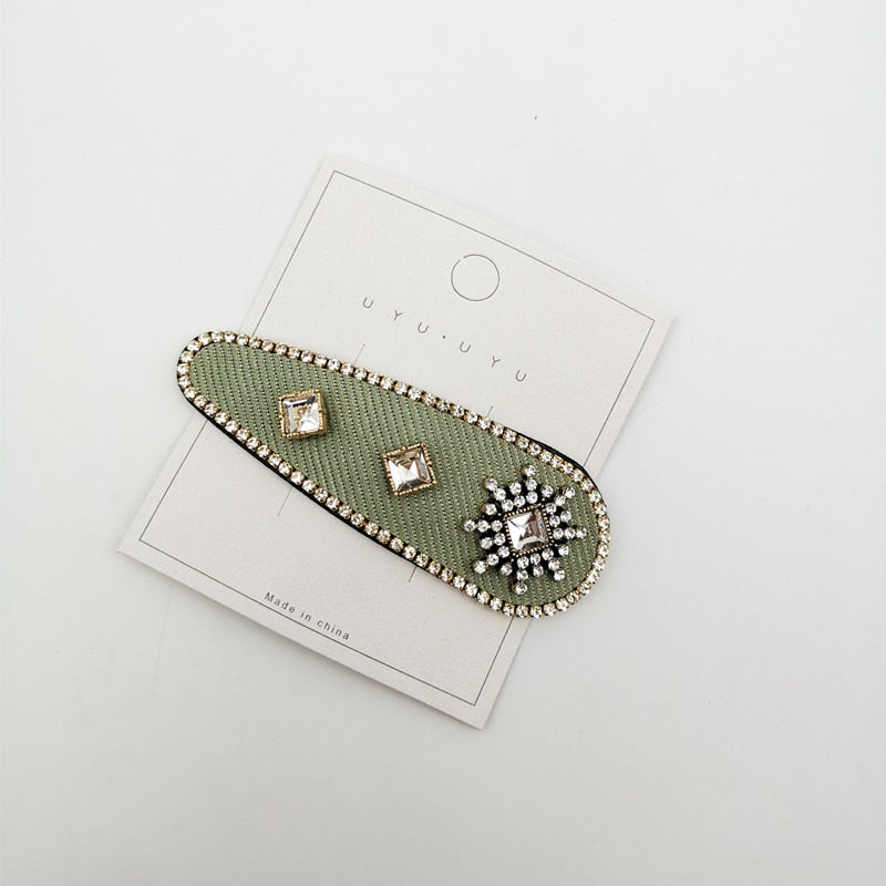 Diamond-studded candy-colored hair clip fashion hair accessories women rhinestone drop-shaped rectangular BB clip wild hairpins