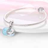 Silver Color Blue Sea Pigeon Charm Beads Fit Original Pandach Bracelet women plata de ley Silver Color pendant bead diy jewelry