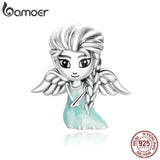 Sterling Silver Snow Fairy Charm for Original Silver Plated platinum Bracelet Fine Jewelry DIY Bangle Beads SCC1652