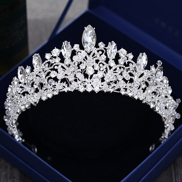 Aveuri Diverse Silver Color Gold Crystal Crowns Bride tiara Fashion Queen For Wedding Crown Headpiece Wedding Hair Jewelry Accessories