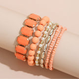 AVEURi 2023 Bohemian Ethnic Imitation Pearl Strand Bracelet Sets For Women Girls Sweet Multilayer Korean Acrylic CCB Beads Bracelet