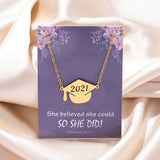 Graduation gifts Class of 2023 Graduate Necklace Jewelry Gold Silver Color Stainless Steel Graduation Hat Pendant Necklaces With Card Gifts
