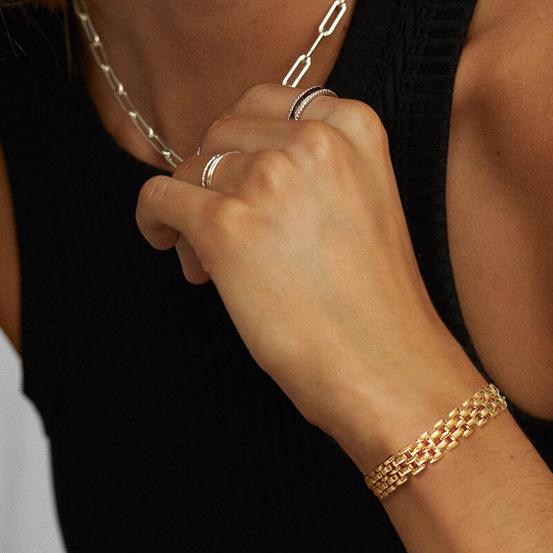 Elegant Big Thick Chain Link Bracelets for Women Gold Filled Female Wrist Jewelry