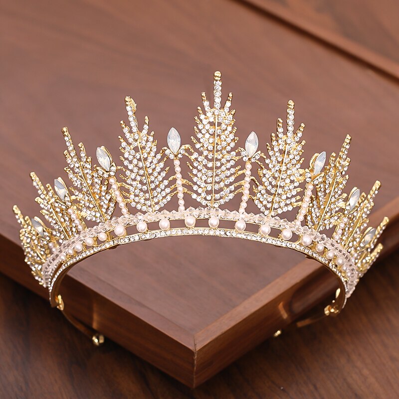 Bridal Crown And Tiara Headpiece Gold Silver Color Rhinestone Crystal Diadem Queen Crown Princess Tiaras Wedding Hair Jewelry