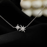 Hot Sale Diamond Star Pendant Necklace S925 Sterling Silve Women Fine Jewelry Cute Accessories for Wedding Party Gift