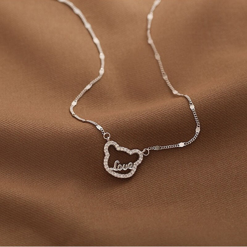 Christmas Gift alloy Animals Bear Charm Necklace For Women Clavicle Chain Party Jewelry Choker dz712