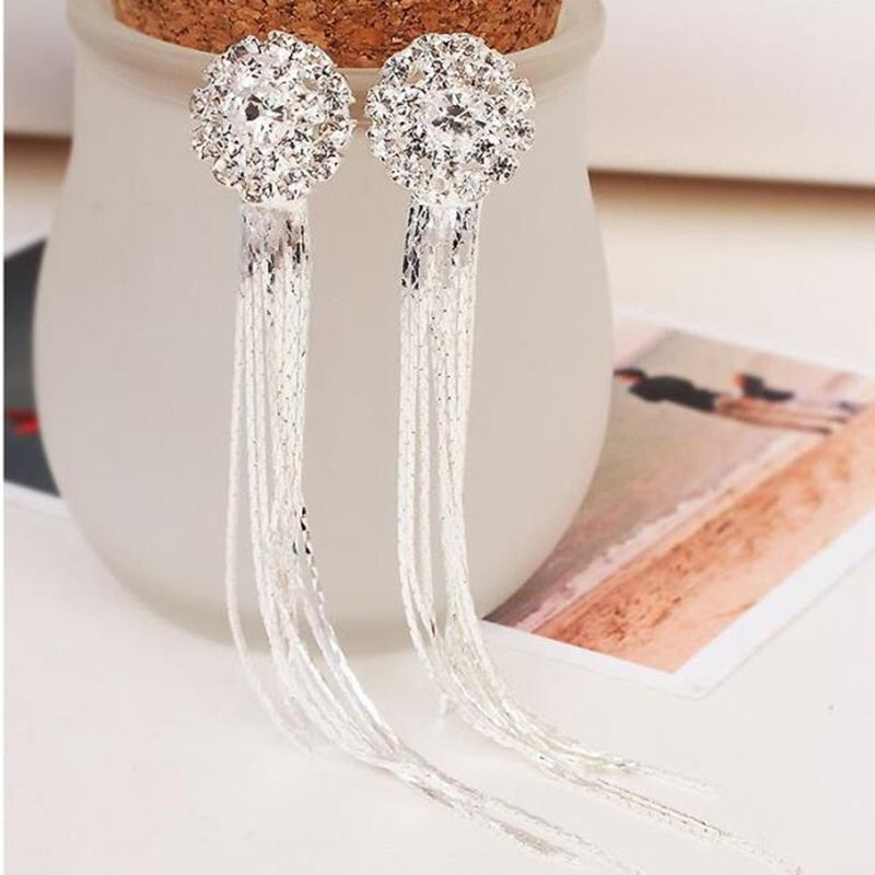 Classic Long Metal Chain Tassel Clip on Earrings 2023 Bohemian Geometric Without Piercing Ear Clips for Women Party Jewelry Gift