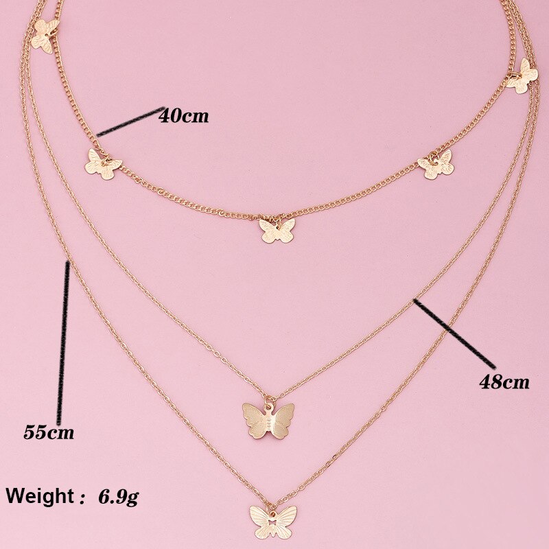 Ins Gold Butterfly Necklaces & Pendants 2023 Fashion Vintage Chain Choker Necklace for Women Collier Femme Party Jewelry Gifts