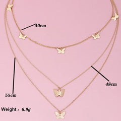 Ins Gold Butterfly Necklaces & Pendants 2023 Fashion Vintage Chain Choker Necklace for Women Collier Femme Party Jewelry Gifts