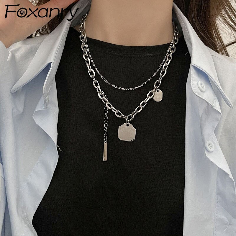 Aveuri 25 alloy Couples Necklace New Trend Hip Hop Vintage Double Layer Letter Pendant Party Jewelry Gifts Wholesale