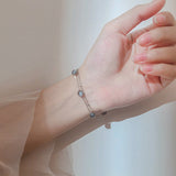 Christmas Gift Prevent allergy alloy Double Layer Moonstone Round Bead Charm Bracelet Elegant Women Jewelry Браслет sl140