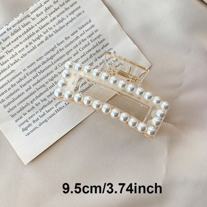 Aveuri Back to school New Elegant Pearl Hair Claws Woman Hair Clip Hairpins Hair Accessories Girls Hair Crab Headwear Hairgrip Fashion Barrettes