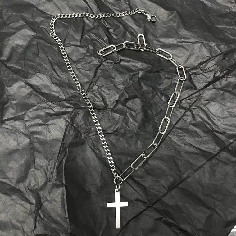 AVEURI  2023 Fashion Unisex Multilayer Hip Hop Long Chain Necklace For Women Men Jewelry Gifts Key Cross Pendant Necklace Accessories