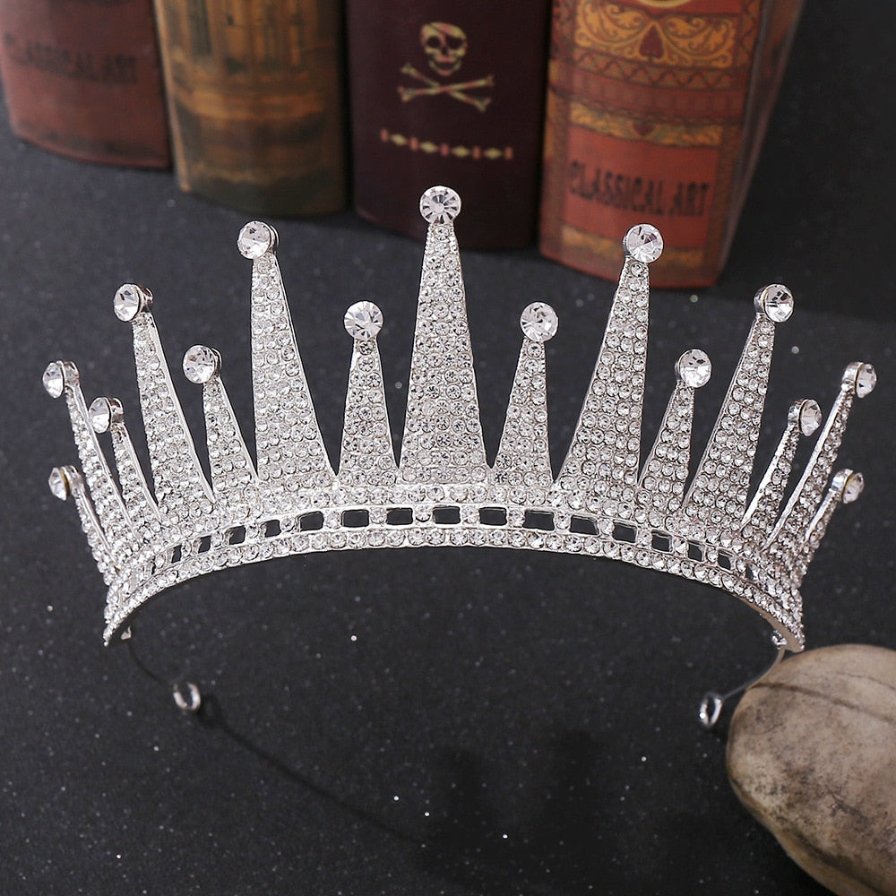 Aveuri Diverse Silver Color Gold Crystal Crowns Bride tiara Fashion Queen For Wedding Crown Headpiece Wedding Hair Jewelry Accessories