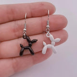 Aveuri Women Cute Cartoon Balloon Pet Dog Earrings Poodle Dog Animal Earrings Black Or White Puppy Dog Pendant Earrings For Girls Gift