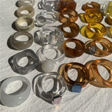 Aveuri 2023 Minimalist Colorful Resin Acetic Acid Acrylic Ring Retro Irregular Geometric Rings For Women Girl Delicate Jewelry