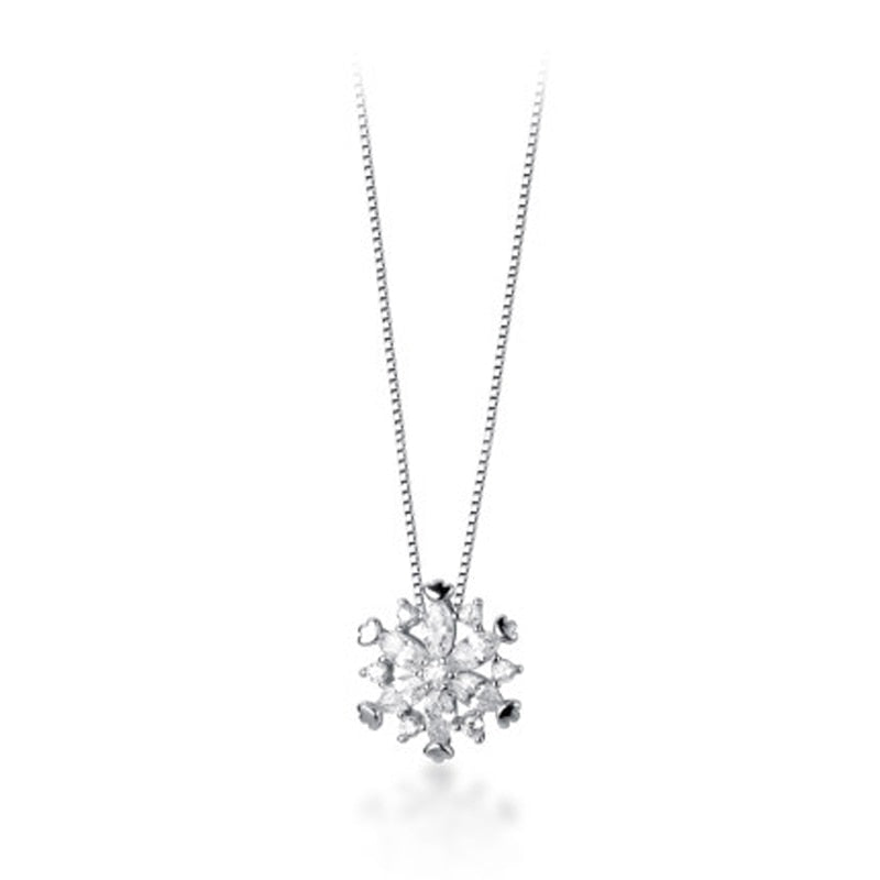 Christmas Gift Trendy Shiny Zircon Necklace Snowflake Pendant Girls Wedding Party Gift Present Choker Fine Jewelry NK035
