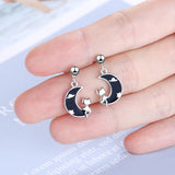 Christmas Gift Moon Cute Cat Piercing Stud Earrings For Women Elegant Party Jewelry Pendientes eh347