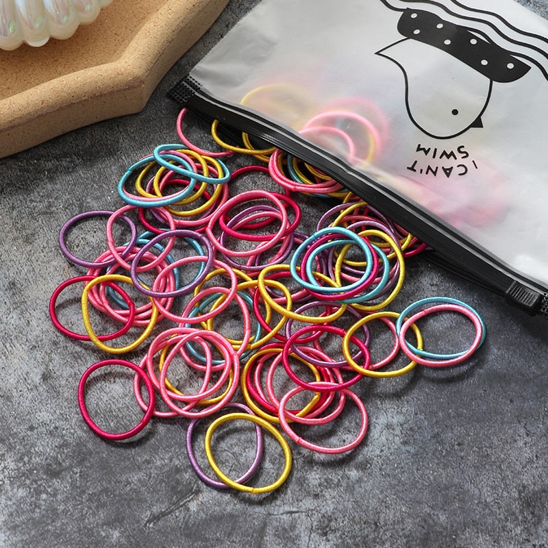 Back to school 2023 AVEURI 60/100Pcs/Set Elastic Hair Bands Girls Hair Accessories Colorful Nylon Headband Kids Ponytail Holder Scrunchie Ornaments Gift