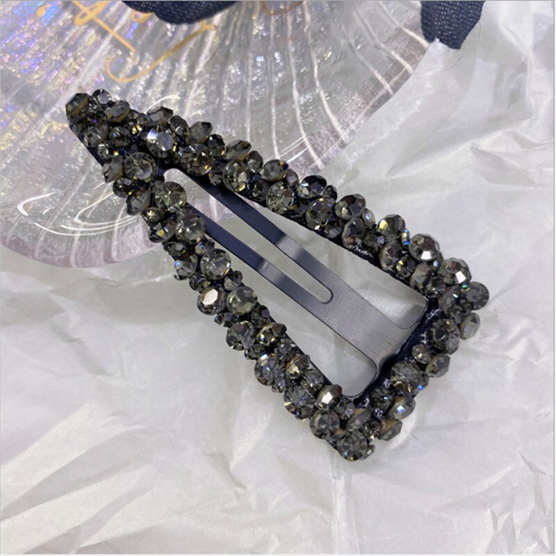 Rhinestone Hair Clip Fashion Hair Accessories Women Seamless Crystal Hollow Water Droplet Square Triangle Hairgrips Hairpin New