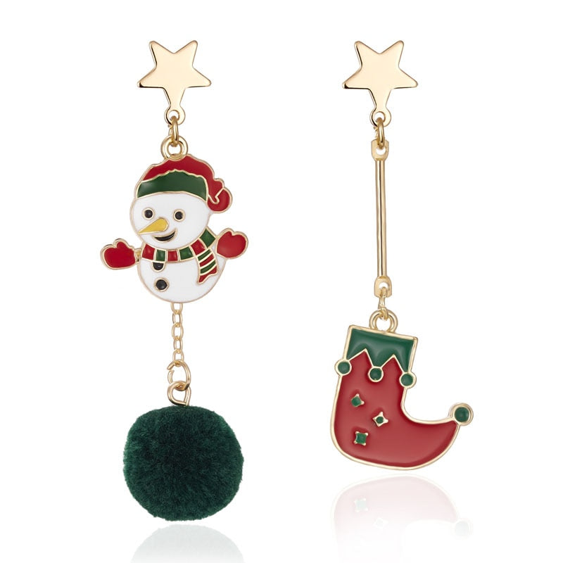 Christmas Gift New Trendy Statement Christmas Tree Earrings For Women Santa Claus Snowman Drop Earrings Jewelry Girls Christmas Gifts Wholesale