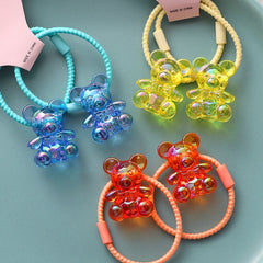 Back to school 2023 AVEURI A Pair Cute Baby Transparent Bear Hair Bands Hair Accessories Girls Hair Ring Rubber Band Elastic Hair Band Kids Headwear