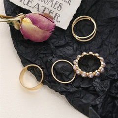 LATS Creative Retro Inlaid Pearl Rings for Women Vintage Gold Silver Color Joint Ring Set Female Elegant Fashion Jewelry Gifts