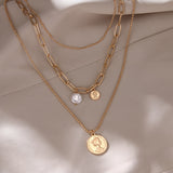 Aveuri Vintage Multi Layered Women's Necklaces bead Round Coin Gold-color Necklaces Bohemia Fashion Long pendant Necklace 2023 Jewelry