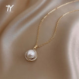 Christmas Gift Design Sense Whirlpool Pearl Bird's Nest Short Necklace For Woman Korean Fashion Jewelry New Party Girl's Luxury Clavicle Chain