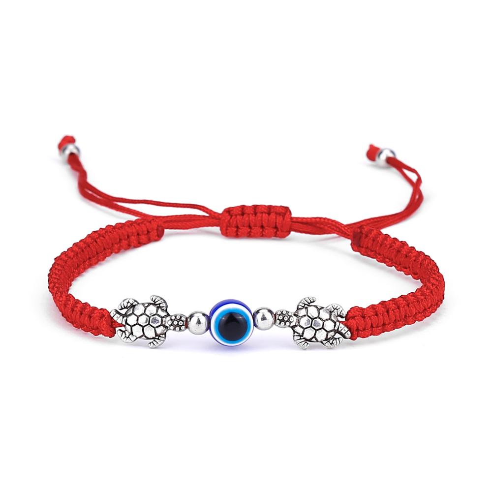 Aveuri Christmas Gift Turtle Elephant Hamsa Hand Blue Evil Eye Glass Beads Pendant Lucky Red Braided Rope Chain Bracelet For Women Men With Good Luck