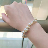 Aveuri New Pearl Beaded Bangles Bracelets Fashion Jewelry Simple White Natural Freshwater Pearl Bracelet For Women Girl Weeding Gifts