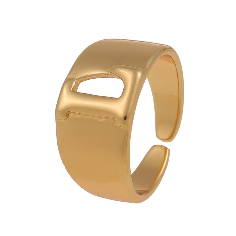 Letter Ring Women 2023 New Vintage Simple Adjustable Gold Color Hollow Opening Finger Ring For Women Jewelry Gift