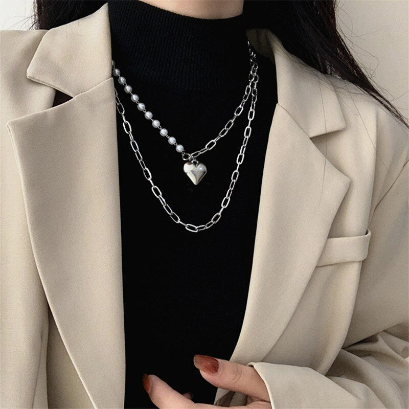 Vintage Wedding Pearl Choker Necklace For Women Geometric Gold Silver Beads Pendant Necklaces Jewelry Statement Collier 2023