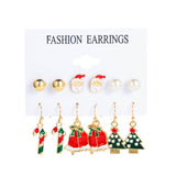 Christmas Gift New Trend Christmas Earring Set Female Winter Snowflake Tree Snowman Bell Earring Fashion Christmas Ball Earring Jewelry Gift