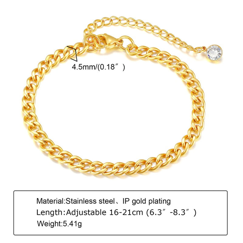 Paperclip Chain Bracelet for Women,Gold Color Stainless Steel Rectangle Link Bracelets,Cable Dainty Girls Layering Jewelry