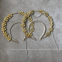 Halloween Olive Branch Halo Crown Holy Virgin Golden Alloy Headwear Goddess Headband Hair accessory