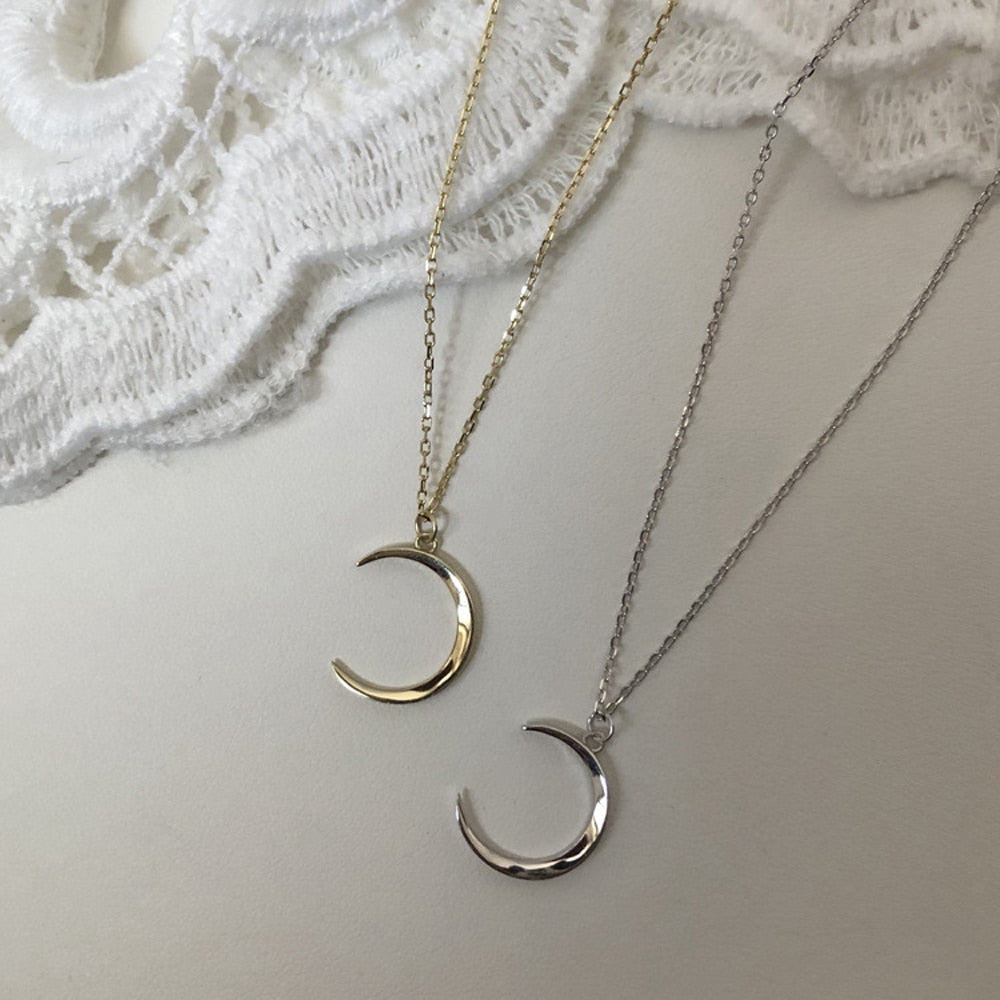 SUMENG New Arrival 2023 Fashion Sweet Moon Silver Plated Jewelry Temperament Crescent Clavicle Chain Pendant Necklaces For Women