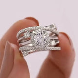 Aveuri  Luxury Wedding Rings for Women Fancy Cross Design Inlaid Shiny CZ Stone Fashion Versatile Female Finger-ring Gift Jewelry